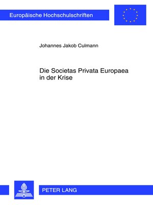 cover image of Die Societas Privata Europaea in der Krise